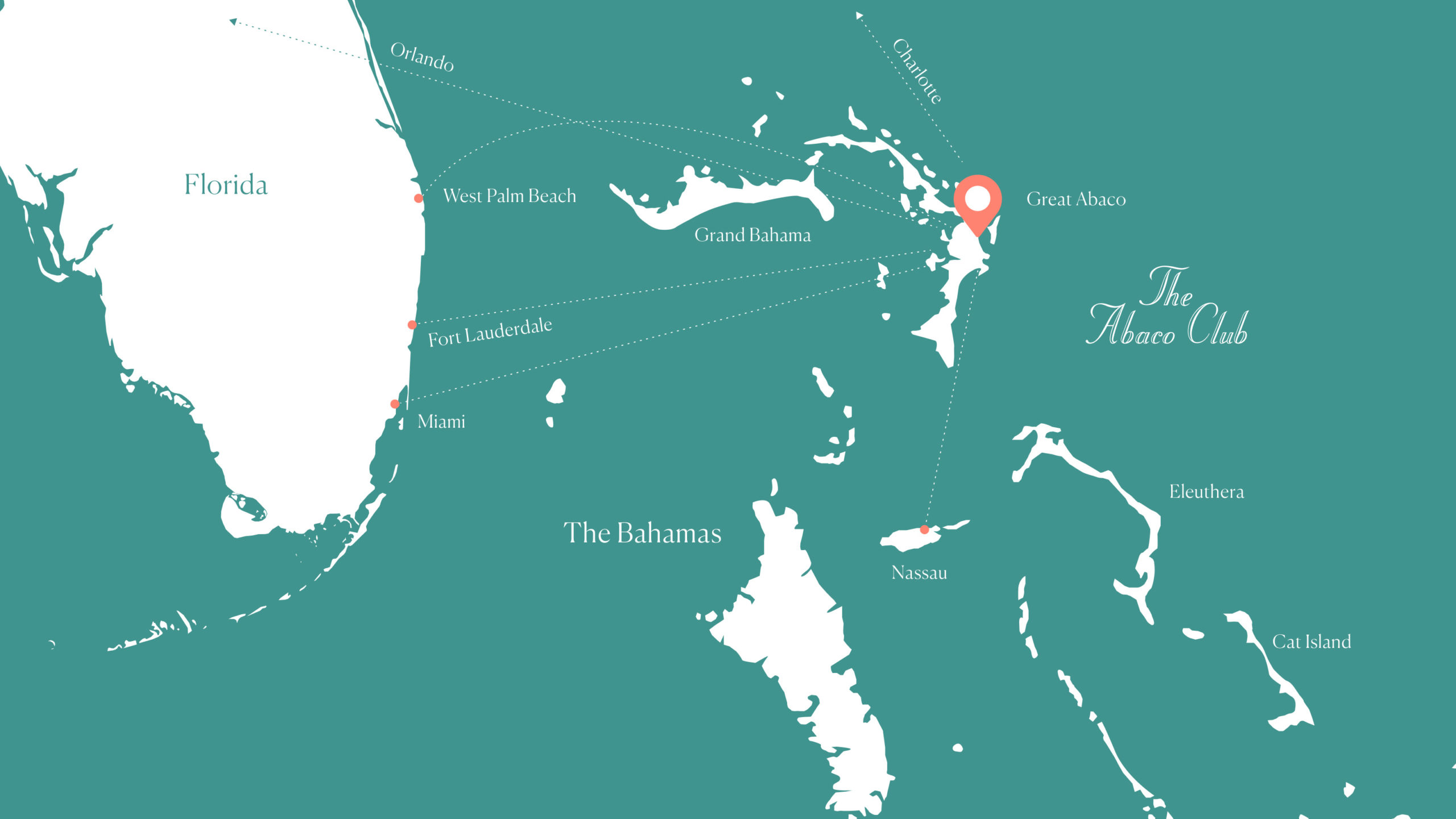 Map of The Abaco Club and flight paths