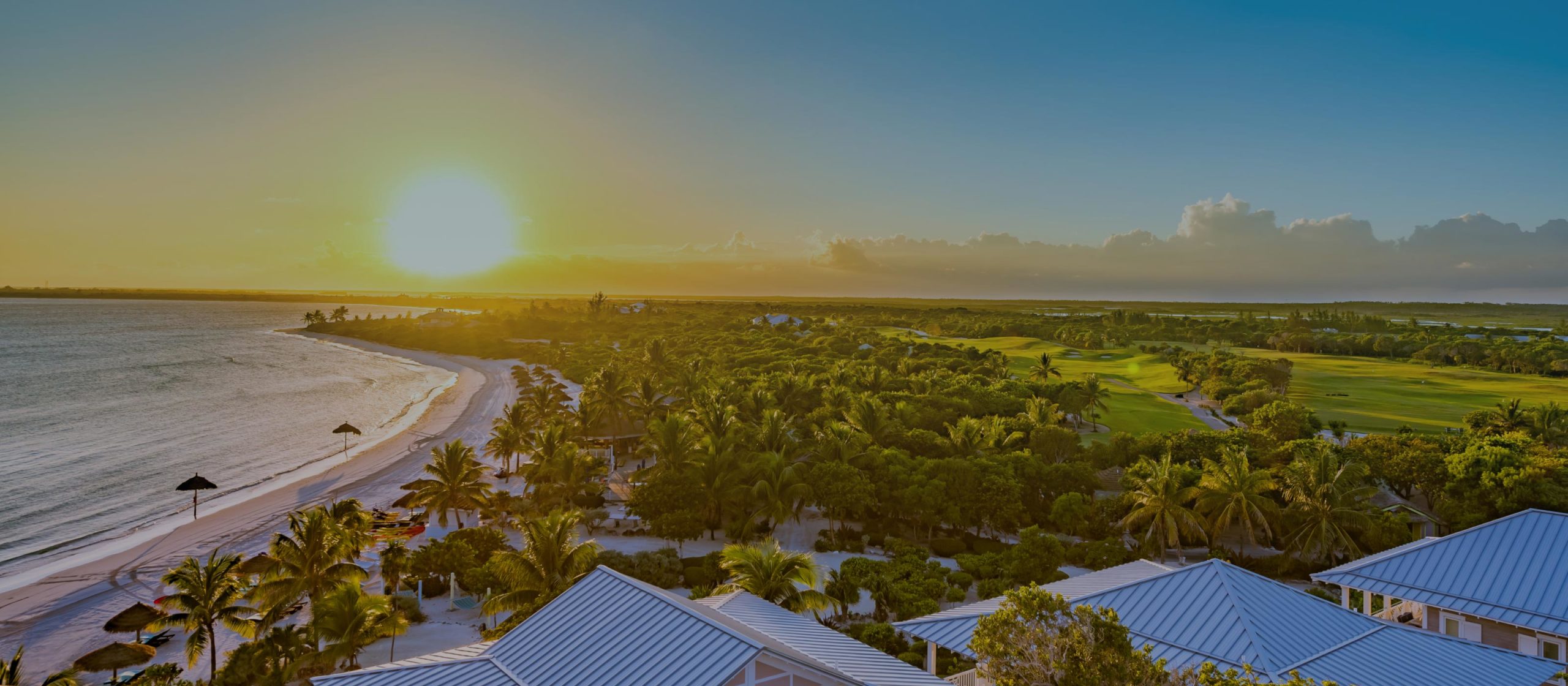 Sunset over the beach at The Abaco Club