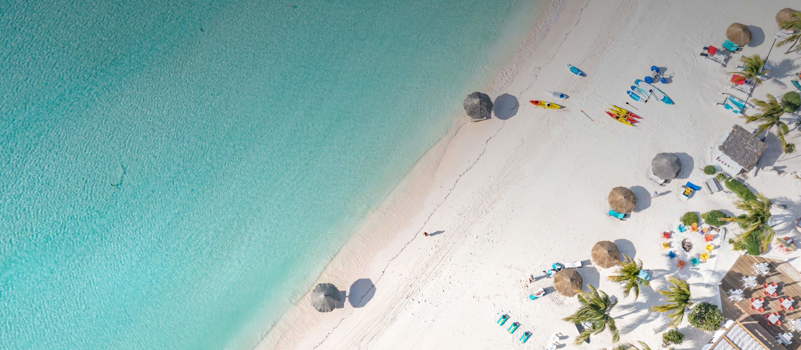 Aerial shot of the beach at The Abaco Club
