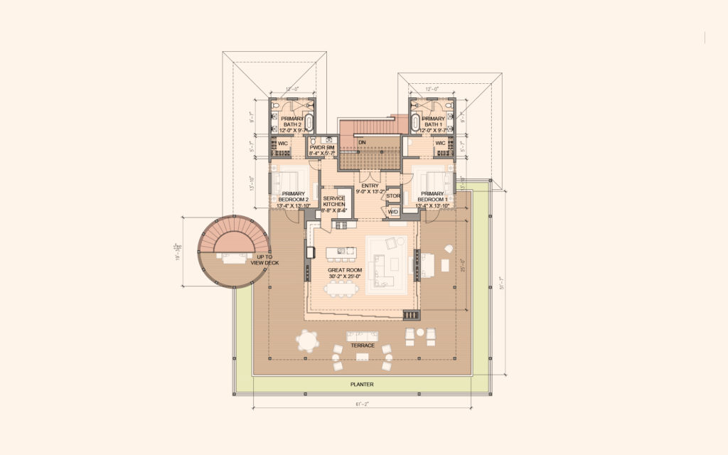 The 2 bedroom floorplan